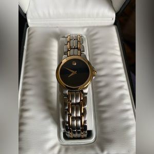 Movado Ladies Museum Classic stainless steel & gold link bracelet watch